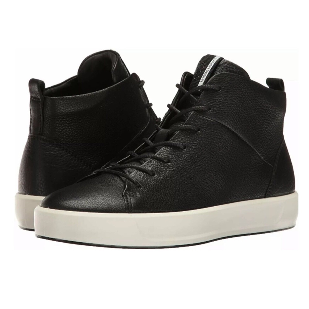 Ecco Soft 8 Black Leather High Top Shoes Danish Design Size 39 US 8 RV $170